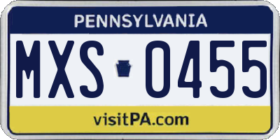 PA license plate MXS0455