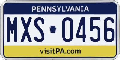 PA license plate MXS0456