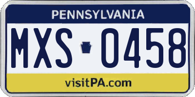 PA license plate MXS0458