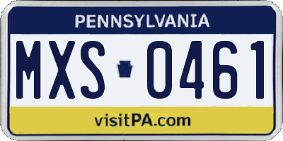 PA license plate MXS0461