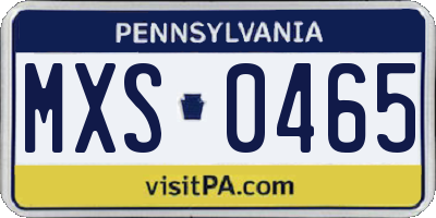 PA license plate MXS0465
