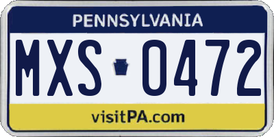 PA license plate MXS0472