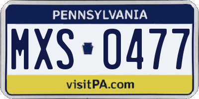 PA license plate MXS0477