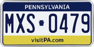 PA license plate MXS0479