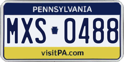 PA license plate MXS0488
