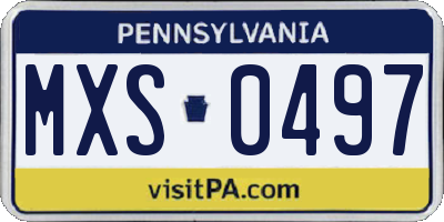 PA license plate MXS0497