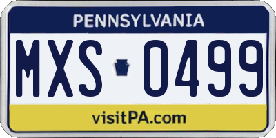 PA license plate MXS0499