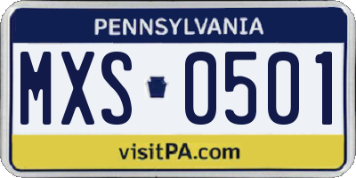 PA license plate MXS0501