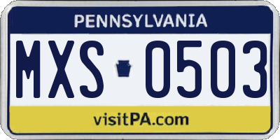 PA license plate MXS0503