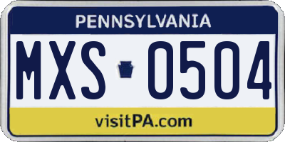 PA license plate MXS0504