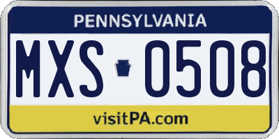 PA license plate MXS0508