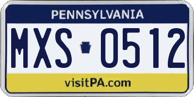PA license plate MXS0512