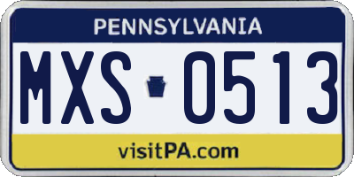 PA license plate MXS0513