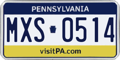 PA license plate MXS0514