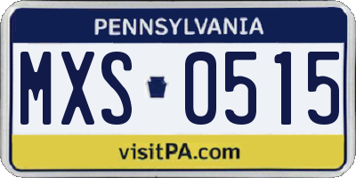 PA license plate MXS0515
