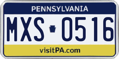 PA license plate MXS0516