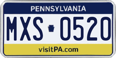 PA license plate MXS0520