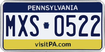 PA license plate MXS0522