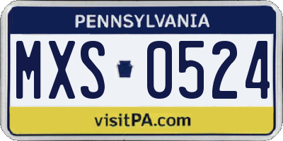 PA license plate MXS0524