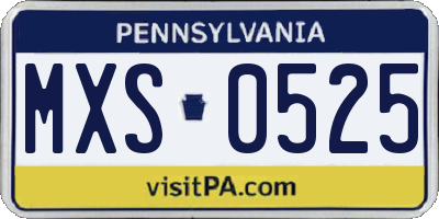 PA license plate MXS0525