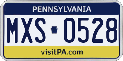 PA license plate MXS0528
