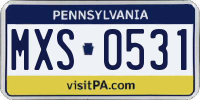 PA license plate MXS0531