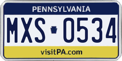 PA license plate MXS0534