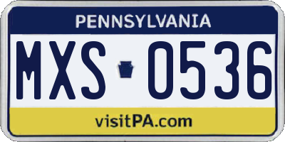 PA license plate MXS0536