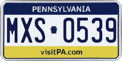 PA license plate MXS0539