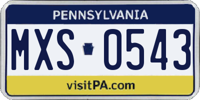 PA license plate MXS0543