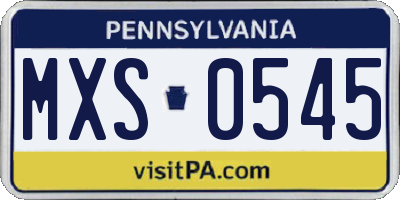 PA license plate MXS0545