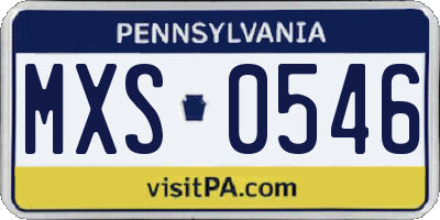 PA license plate MXS0546