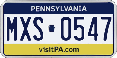 PA license plate MXS0547