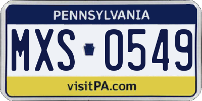 PA license plate MXS0549