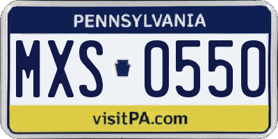 PA license plate MXS0550