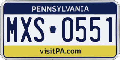 PA license plate MXS0551