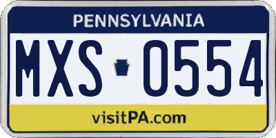 PA license plate MXS0554