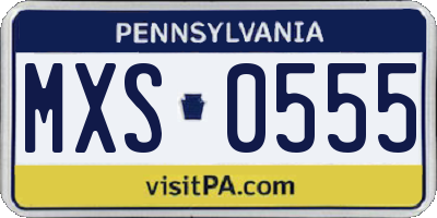 PA license plate MXS0555