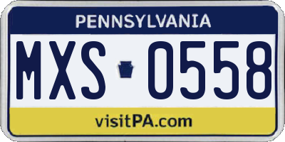 PA license plate MXS0558