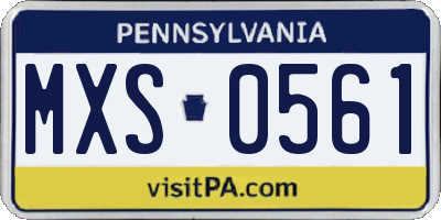 PA license plate MXS0561