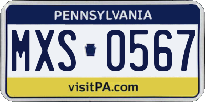 PA license plate MXS0567