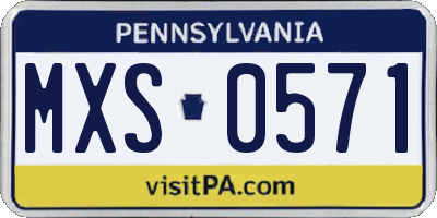 PA license plate MXS0571