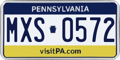 PA license plate MXS0572