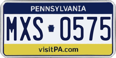 PA license plate MXS0575