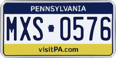 PA license plate MXS0576