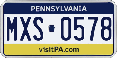 PA license plate MXS0578