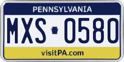 PA license plate MXS0580
