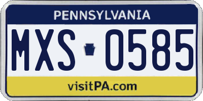 PA license plate MXS0585