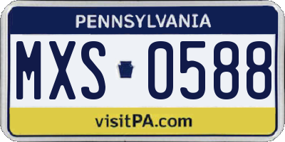 PA license plate MXS0588