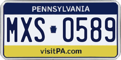 PA license plate MXS0589
